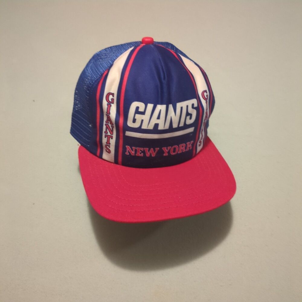 Vintage 80s New Era Pro Design NY Giants Mesh Trucker Hat Snapback USA Made
